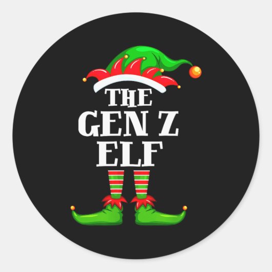 Gen Z Elf Matching Family Group Christmas Party Py ラウンドシール (正面)