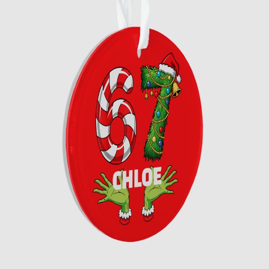 Gen Z “Six Seven” Ornament – Customizable Festive  オーナメント (正面)