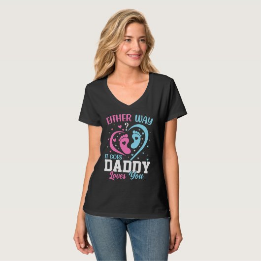 Gender Announcement Either Way it Goes Daddy Love Tシャツ (正面フル)