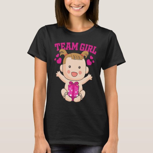 Gender Announcement Team Girl Baby Party Reveal P Tシャツ (正面)