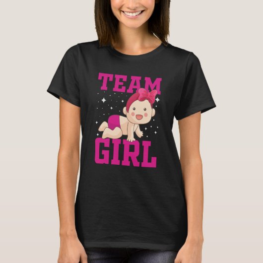 Gender Announcement Team Girl Baby Party Reveal Pr Tシャツ (正面)