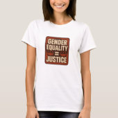 Gender Equality = Justice – Square Retro Feminist  Tシャツ (正面)