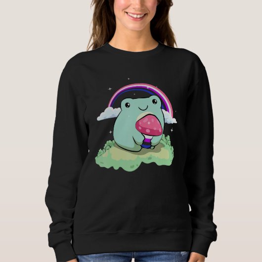 Gender Fluid Pride Flag Cute Frog Mushroom Subtle  スウェットシャツ (正面)