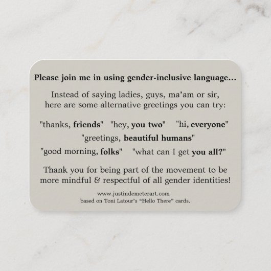 gender-inclusive conversation cards (100 qty) 名刺 (裏面)