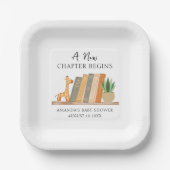 Gender Neutral A New Chapter Begins Baby Shower ペーパープレート (正面)