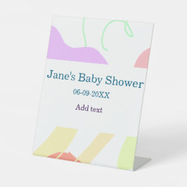 Gender neutral abstract shapes baby shower name 台座サイン