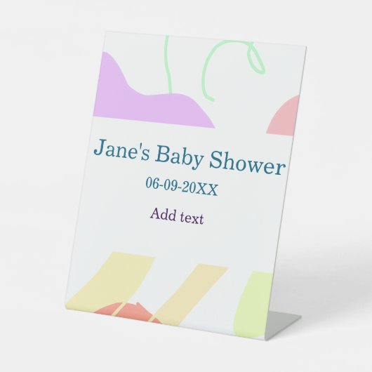 Gender neutral abstract shapes baby shower name 台座サイン (正面)