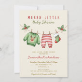 Gender neutral baby clothes Merry Little Christmas 招待状 (正面)