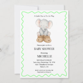 Gender Neutral Baby Elephant Baby Shower 招待状