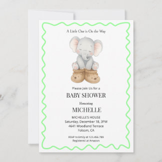 Gender Neutral Baby Elephant Baby Shower 招待状