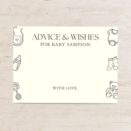 Gender Neutral Baby Shower Advice and Wishes エンクロージャーカード