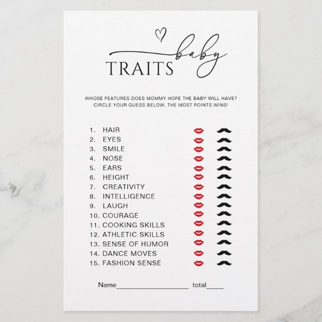 Gender Neutral Baby Traits Game (正面)