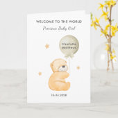 Gender Neutral Balloon Bear Welcome Baby Card カード (黄色い花)
