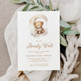 Gender Neutral Bearly Wait Teddy Bear Baby Shower 招待状