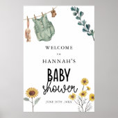 Gender Neutral Boho  Baby Shower Welcome Sign ポスター (正面)