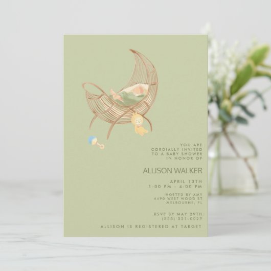 Gender Neutral Boho Baby Sprinkle Shower 招待状 (スタンド正面)