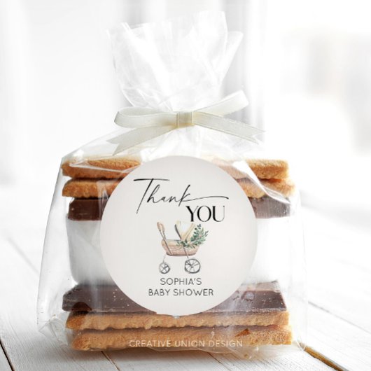 Gender Neutral Boho Baby Stroller Baby Shower  ラウンドシール