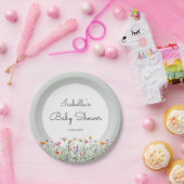Gender Neutral Boho Wildflower Baby Shower ペーパープレート (パーティー)