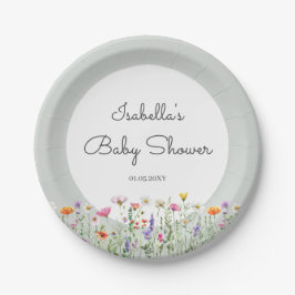 Gender Neutral Boho Wildflower Baby Shower ペーパープレート