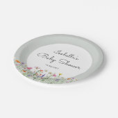 Gender Neutral Boho Wildflower Baby Shower ペーパープレート (アングル)
