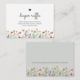 Gender Neutral Boho Wildflower Diaper Raffle Card ノートカード