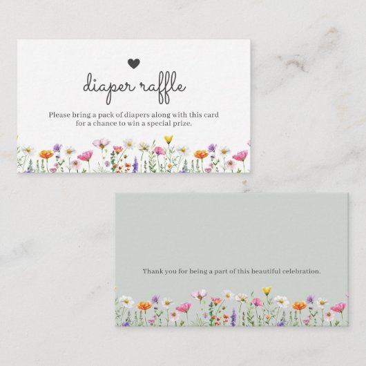 Gender Neutral Boho Wildflower Diaper Raffle Card ノートカード (正面/裏面)