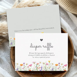 Gender Neutral Boho Wildflower Diaper Raffle Card ノートカード