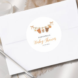 Gender Neutral Clothesline Halloween Baby Shower  ラウンドシール