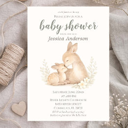 Gender Neutral Cottagecore Boho Fawn Baby Shower  招待状