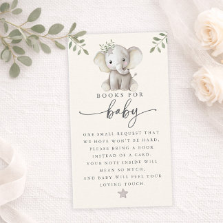 Gender Neutral Cute Elephant Books for Baby Card 名刺