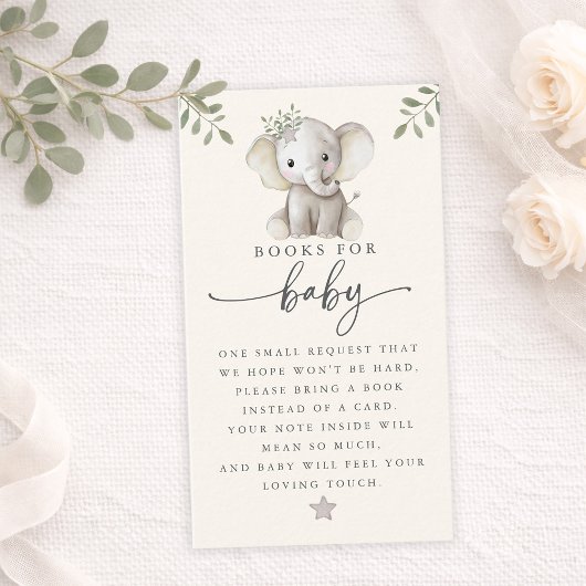 Gender Neutral Cute Elephant Books for Baby Card 名刺
