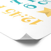 Gender Neutral Cute Giraffe Stars Baby Birth Stats ポスター (角)