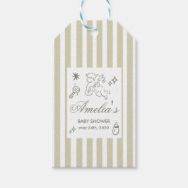 Gender Neutral doodle cupid Baby Shower Green ギフトタグ