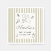 Gender Neutral doodle cupid Baby Shower Green スタンダードカクテルナプキン (正面)