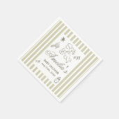 Gender Neutral doodle cupid Baby Shower Green スタンダードカクテルナプキン (角)