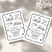 Gender Neutral doodle cupid Baby Shower Invitation 招待状