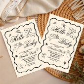 Gender Neutral doodle cupid Baby Shower Invitation 招待状