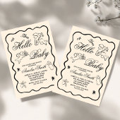 Gender Neutral doodle cupid Baby Shower Invitation 招待状