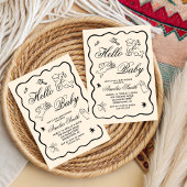 Gender Neutral doodle cupid Baby Shower Invitation 招待状