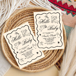 Gender Neutral doodle cupid Baby Shower Invitation 招待状