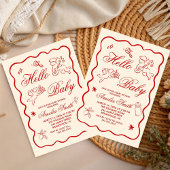 Gender Neutral doodle cupid Baby Shower Invitation 招待状