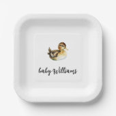 Gender Neutral Duck Baby Shower Plate ペーパープレート (正面)