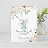 Gender Neutral Elephant Baby Shower 招待状 (スタンド正面)
