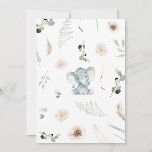 Gender Neutral Elephant Baby Shower 招待状 (裏面)
