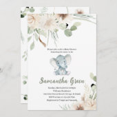 Gender Neutral Elephant Baby Shower 招待状 (正面/裏面)