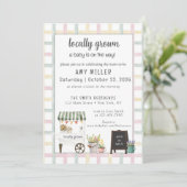 Gender Neutral Farmers Market Baby Invitation 招待状 (スタンド正面)