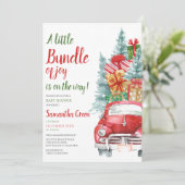  Gender Neutral Gifts Christmas Truck Baby Shower 招待状 (スタンド正面)