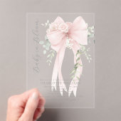 Gender neutral Greenery Bow Baby shower アクリル招待状 (インサイチュ (ポータブル))