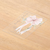 Gender neutral Greenery Bow Baby shower アクリル招待状 (レイダウン)