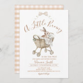 Gender Neutral Ivory Beige Bunny Baby Shower 招待状 (正面/裏面)